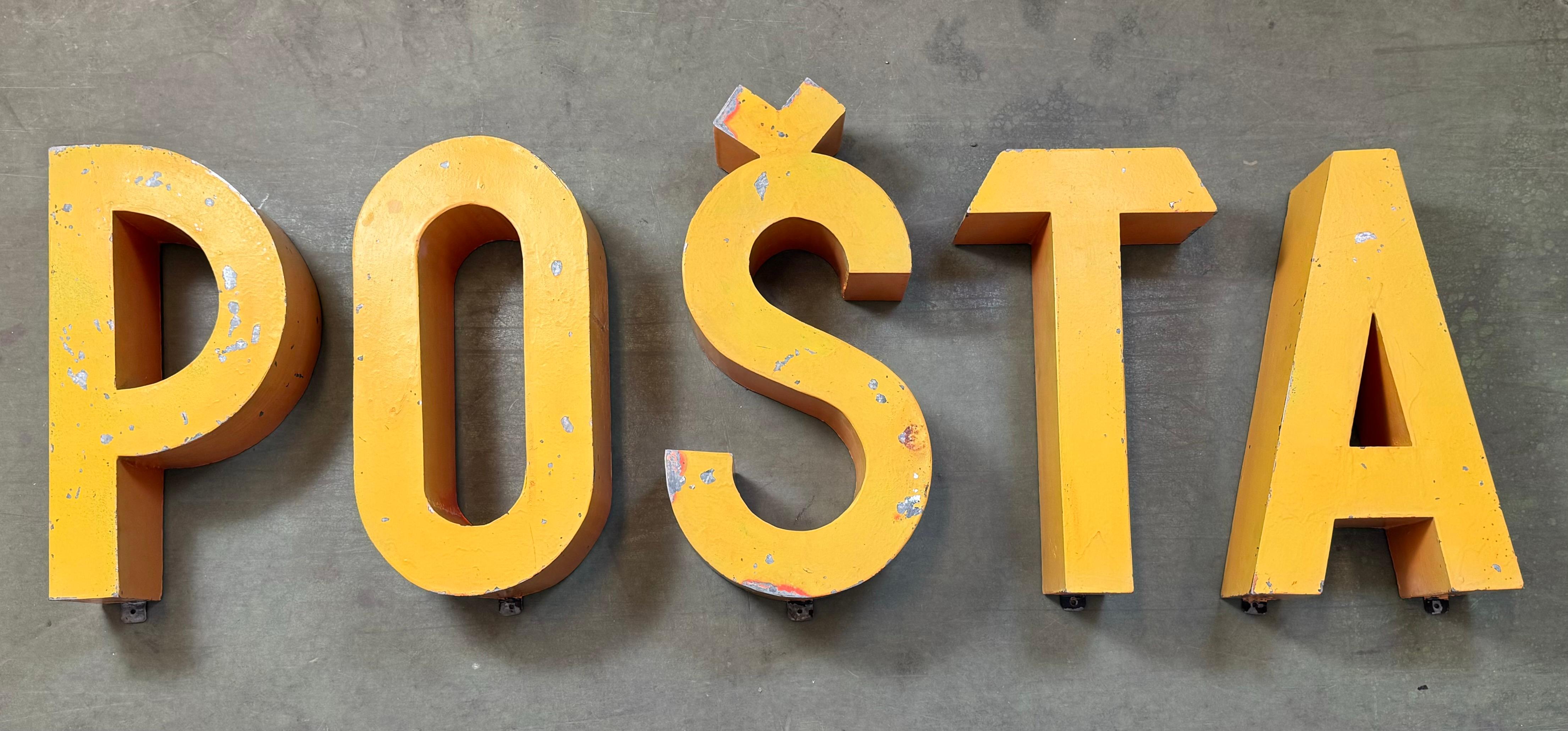Large Vintage Yellow Iron Facade Letter A, 1960s For Sale 4