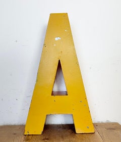Large Vintage Yellow Iron Facade Letter A, 1960s