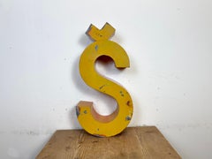 Large Vintage Yellow Iron Facade Letter Š, 1960s