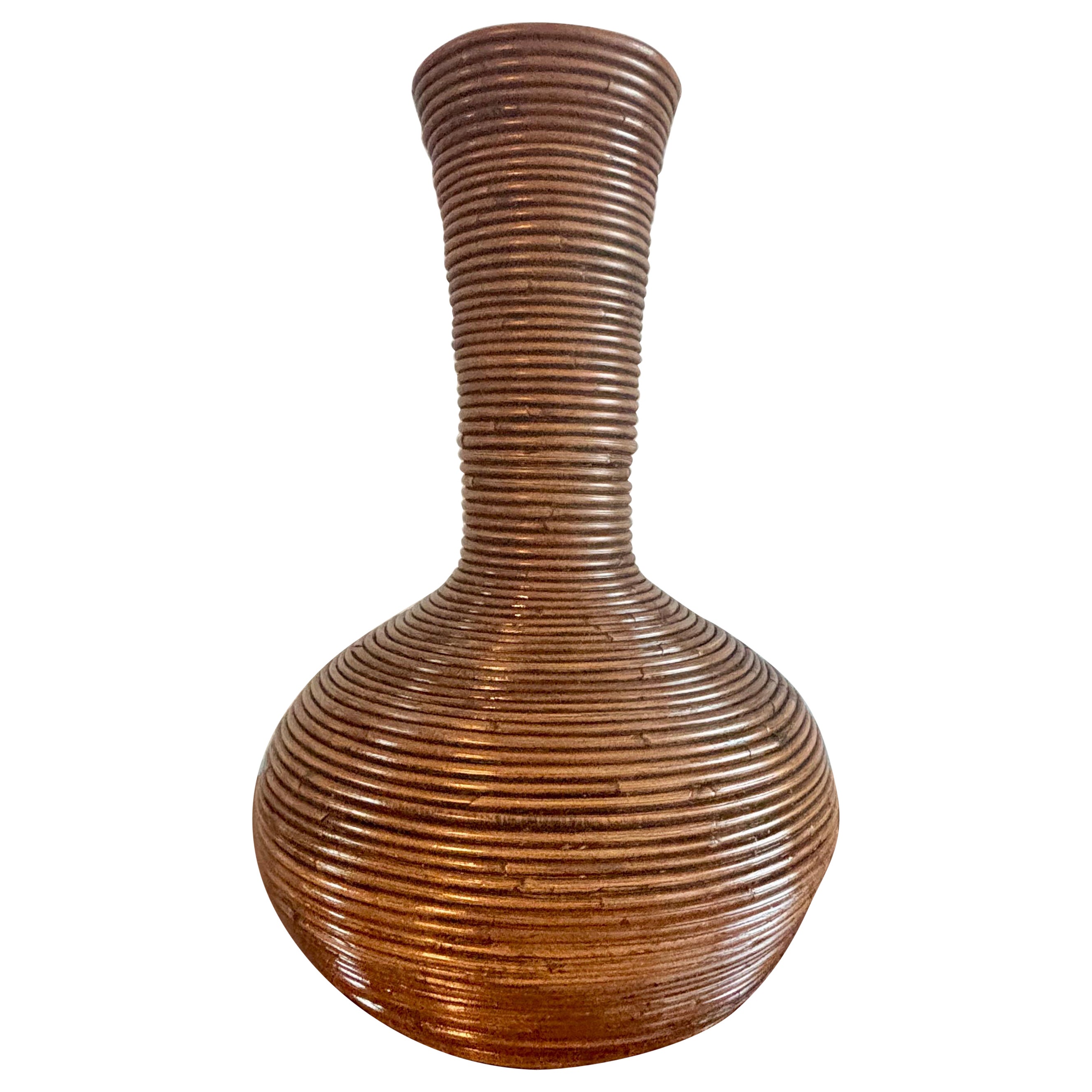 Large Vintsge Coastal Pencil Reed Vase, Italy 1960s For Sale