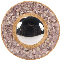 Large Violet Mica and Gilt Resin Convex Wall Mirror, Contemporary