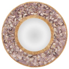 Large Violet Mica and Gilt Resin Convex Wall Mirror, Contemporary
