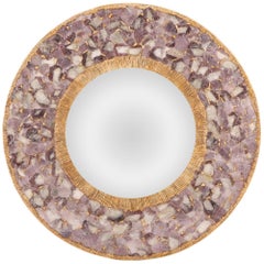 Large Violet Mica and Gilt Resin Convex Wall Mirror, Contemporary