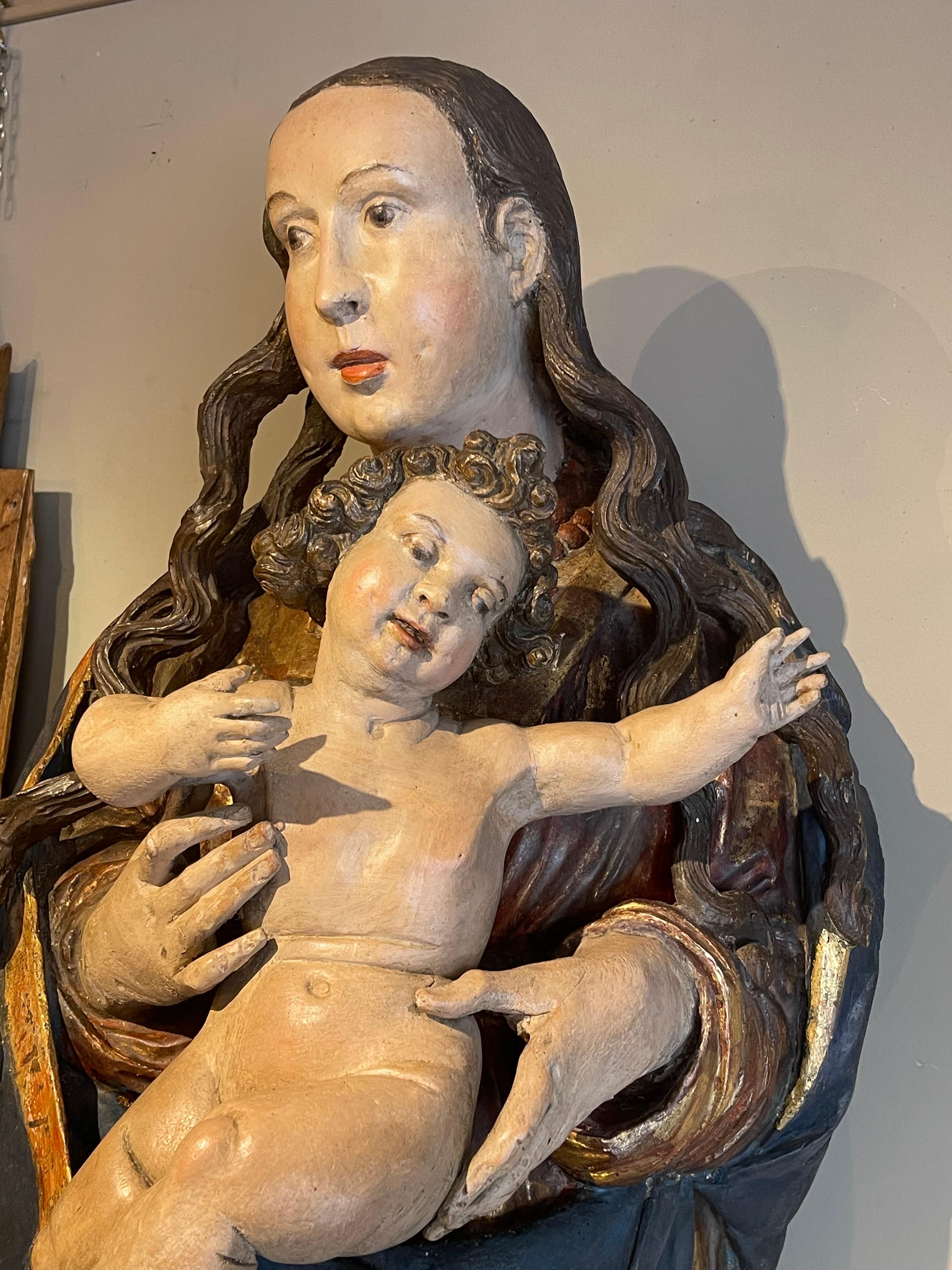 Allemand Grande Vierge et enfant, Tyrol, 16ème siècle en vente