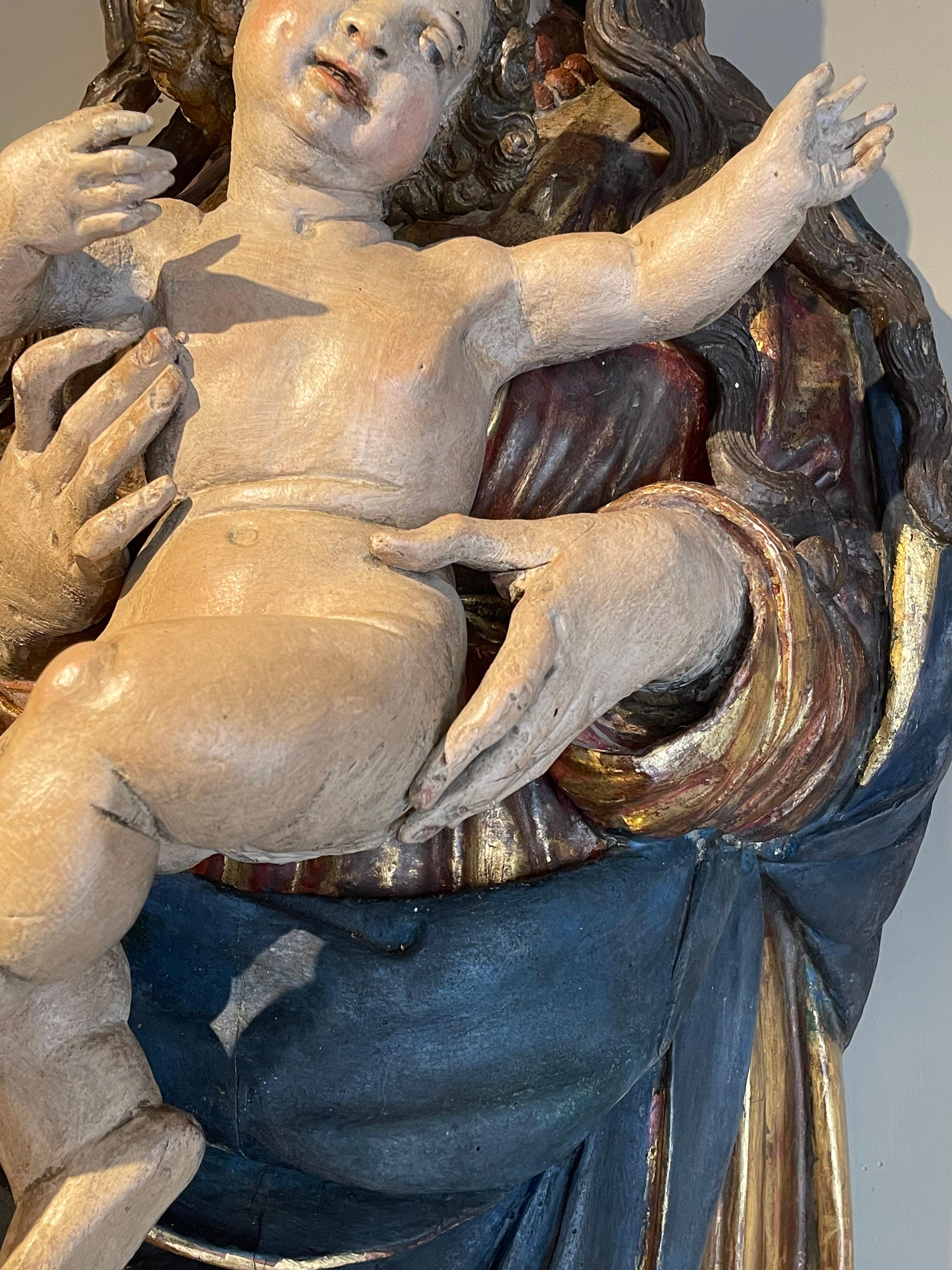 Große Jungfrau mit Kind, Tirol, 16. Jahrhundert im Zustand „Relativ gut“ im Angebot in PARIS, FR