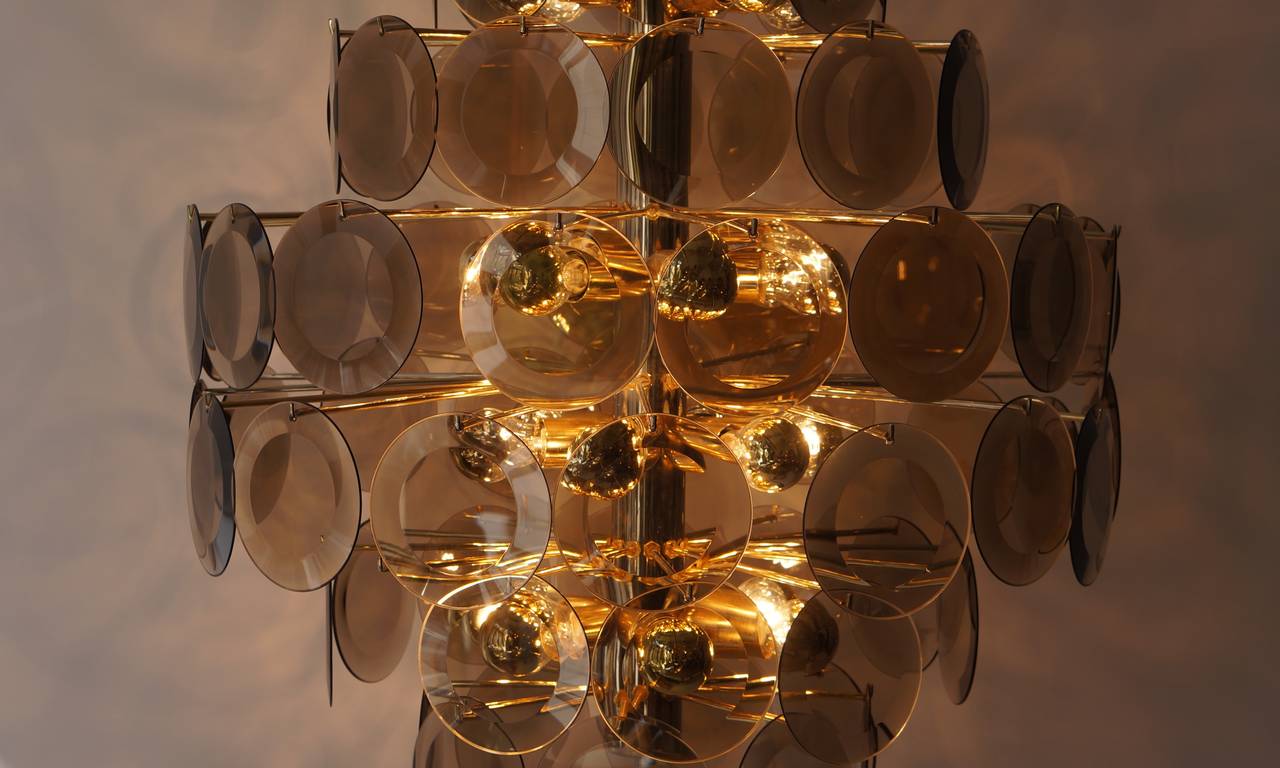Large Murano Glass Chandelier with 71 Murano Glass Discs In Good Condition In Antwerp, BE
