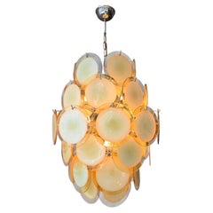 Large Vistosi Murano Glass Disc Chandelier, 1970s