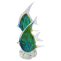 Large Vitange Mdina Glass Angel Fishes
