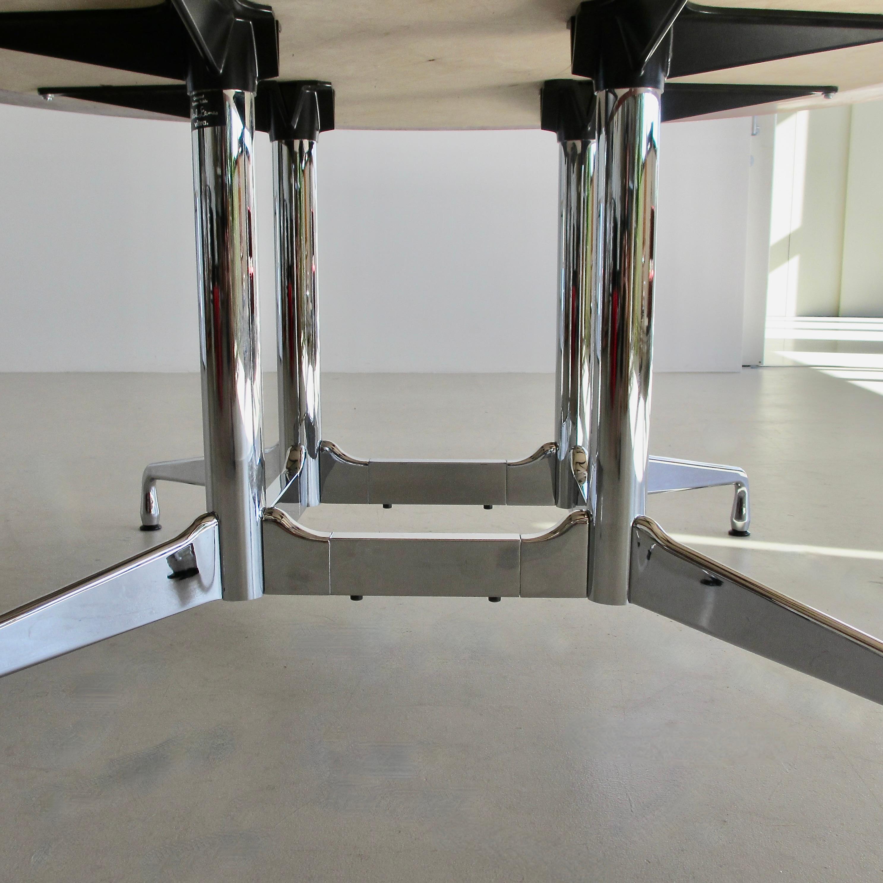Contemporary Large VITRA Dining Table with Travertine Stone top, design Charles & Ray EAMES For Sale