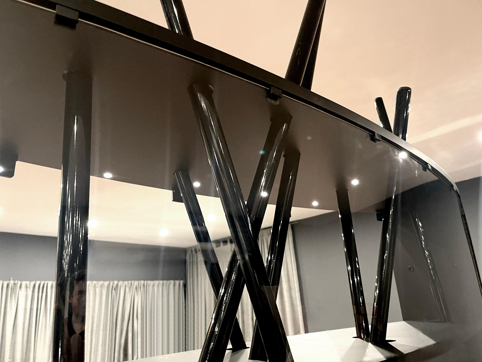 Modern Large Vitrine Display Case Black Oak Wood and Black Lacquered Steel In New Condition For Sale In Vila Nova Famalicão, PT