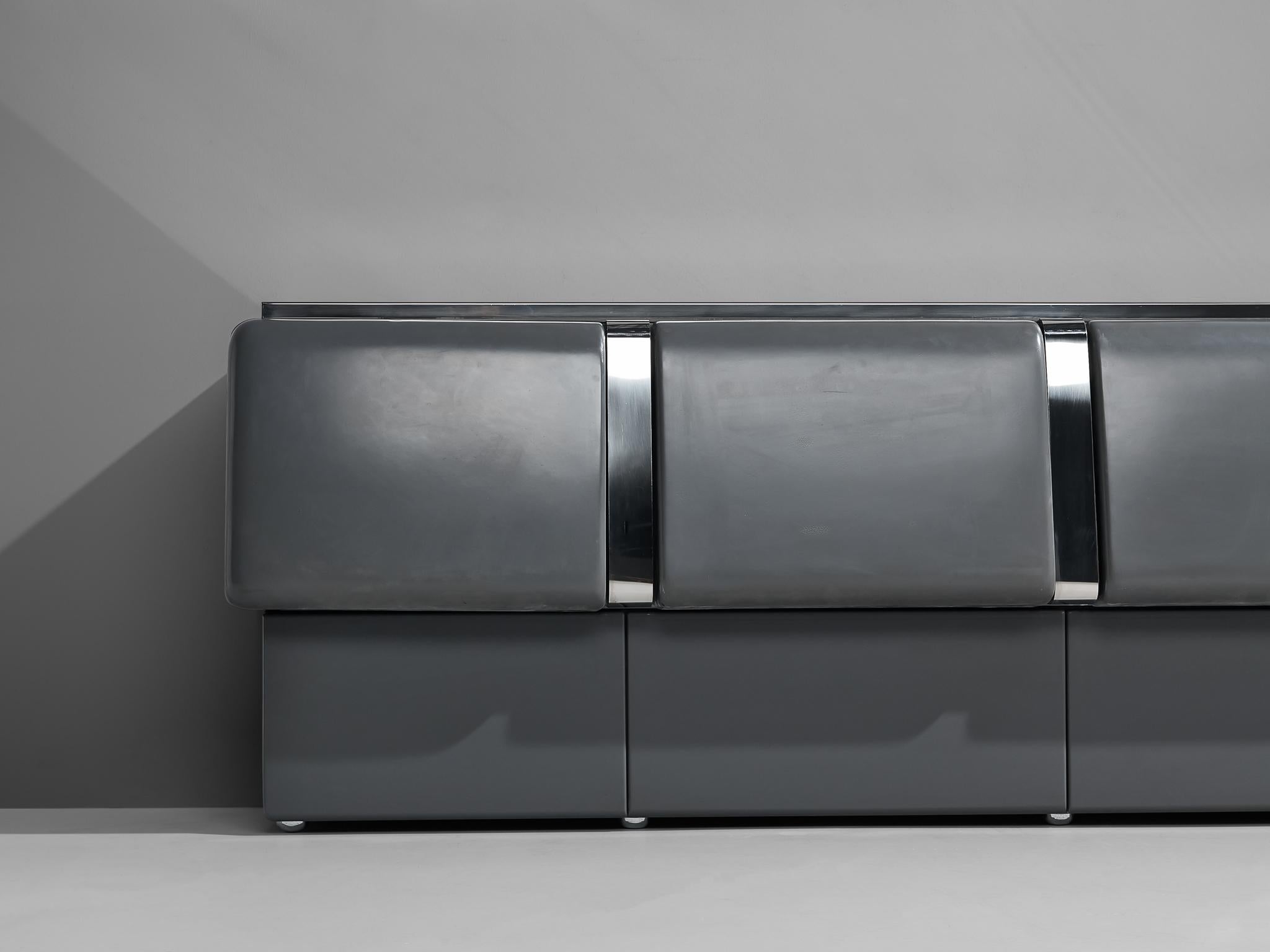 Large Vittorio Introini 'Colby' Sideboard in Lacquered Wood and Metal 1