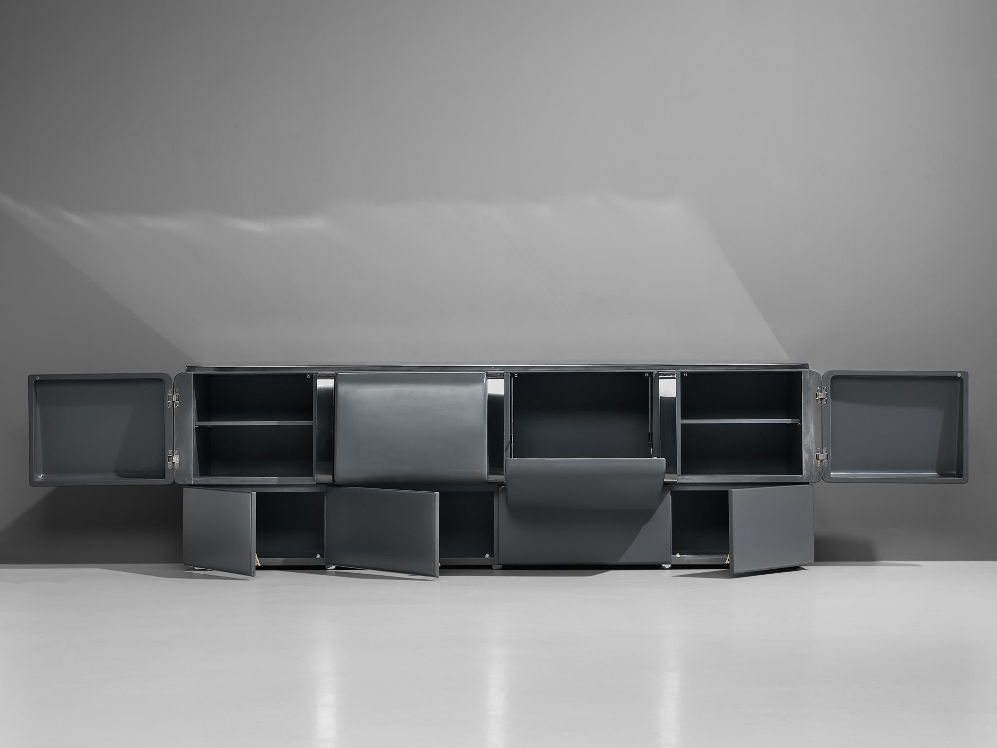 Large Vittorio Introini 'Colby' Sideboard in Lacquered Wood and Metal 3
