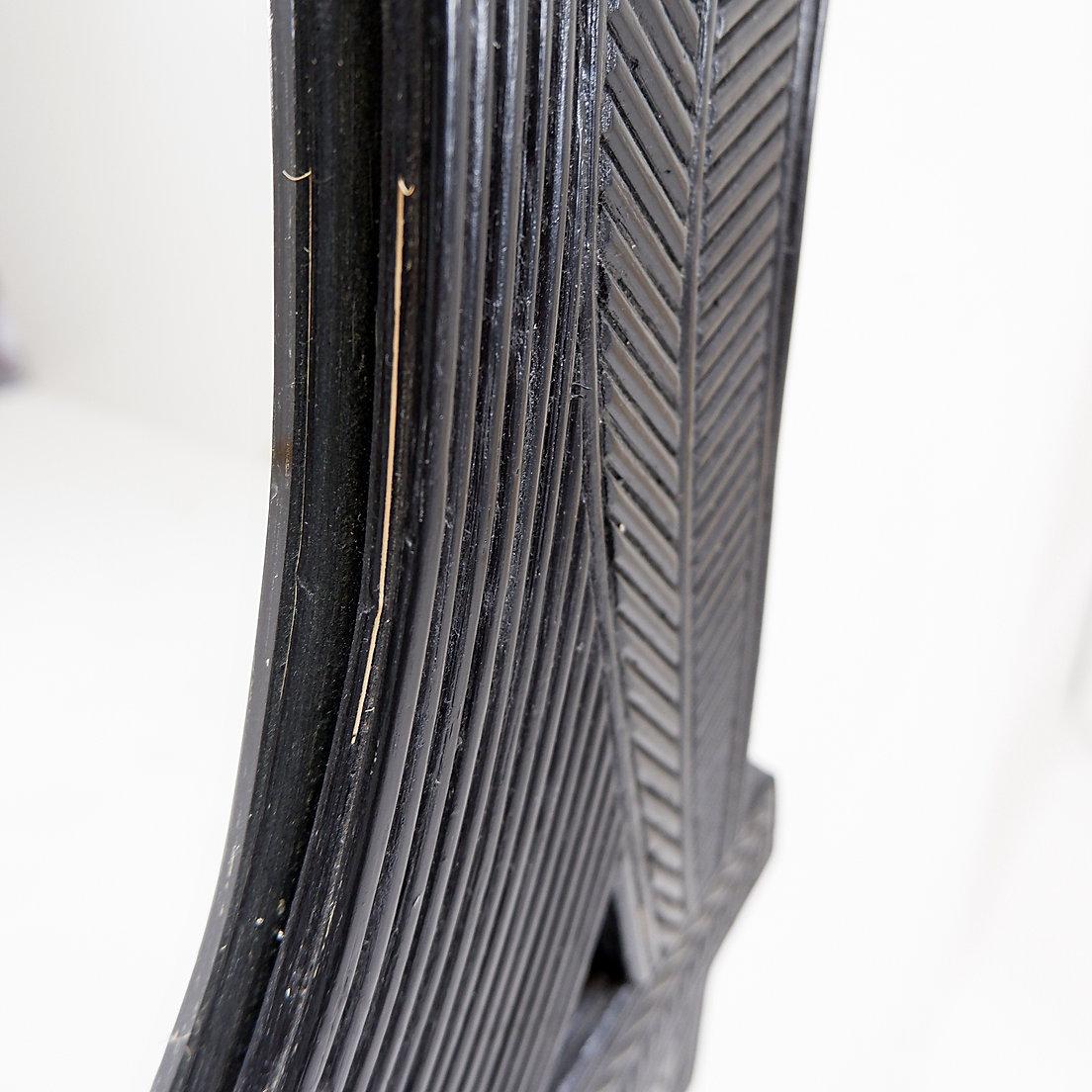 Large Vivai del Sud wall mirror in black lacquered bamboo - 1970s For Sale 5