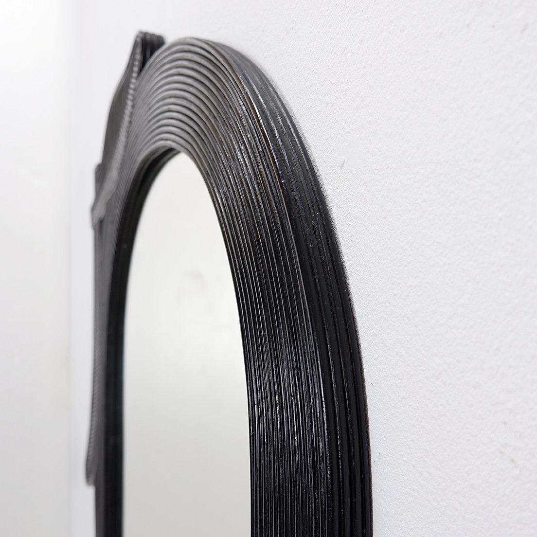 Large Vivai del Sud wall mirror in black lacquered bamboo - 1970s For Sale 2