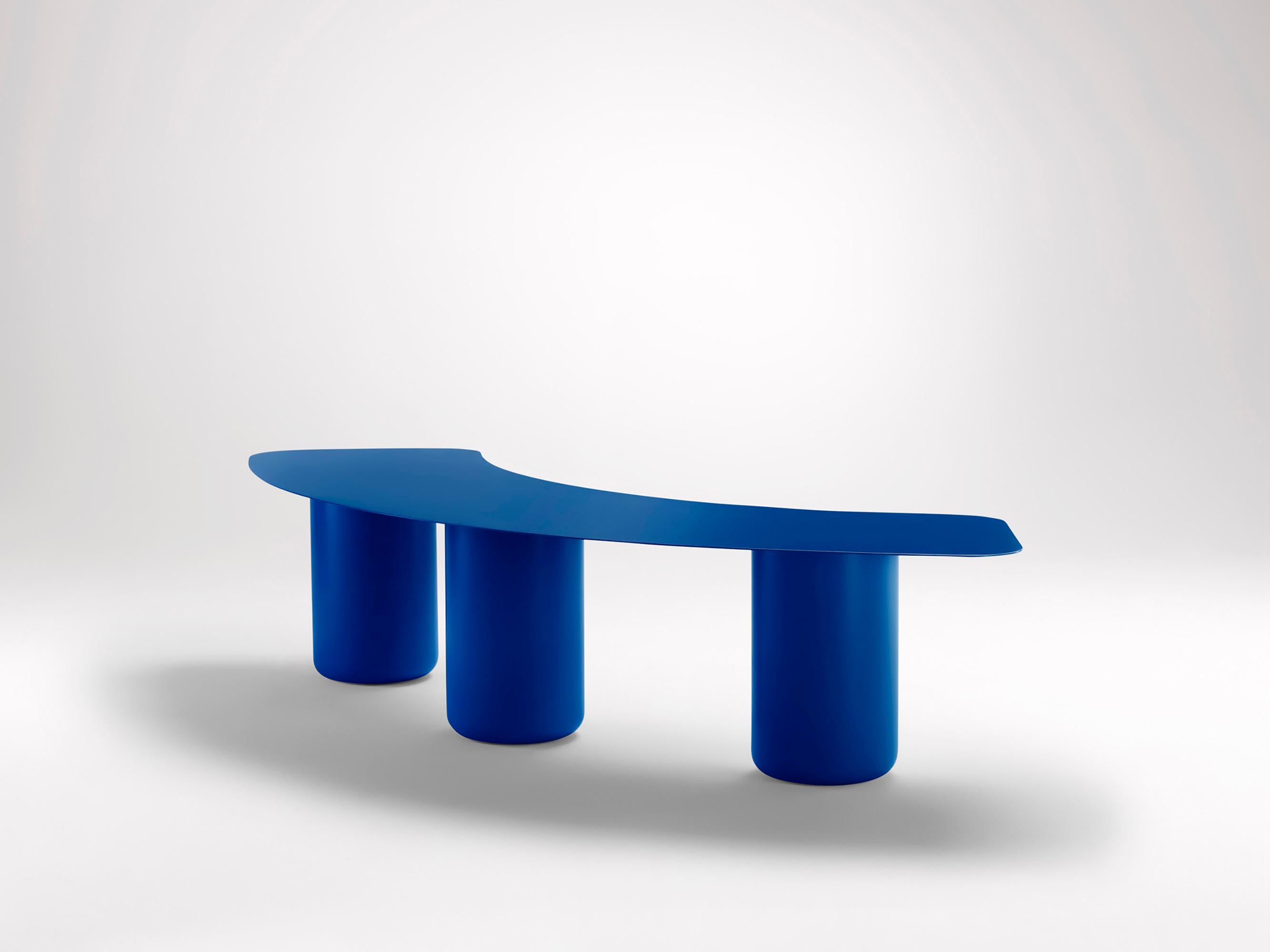 Post-Modern Large Vivid Blue Curved Bench by Coco Flip For Sale