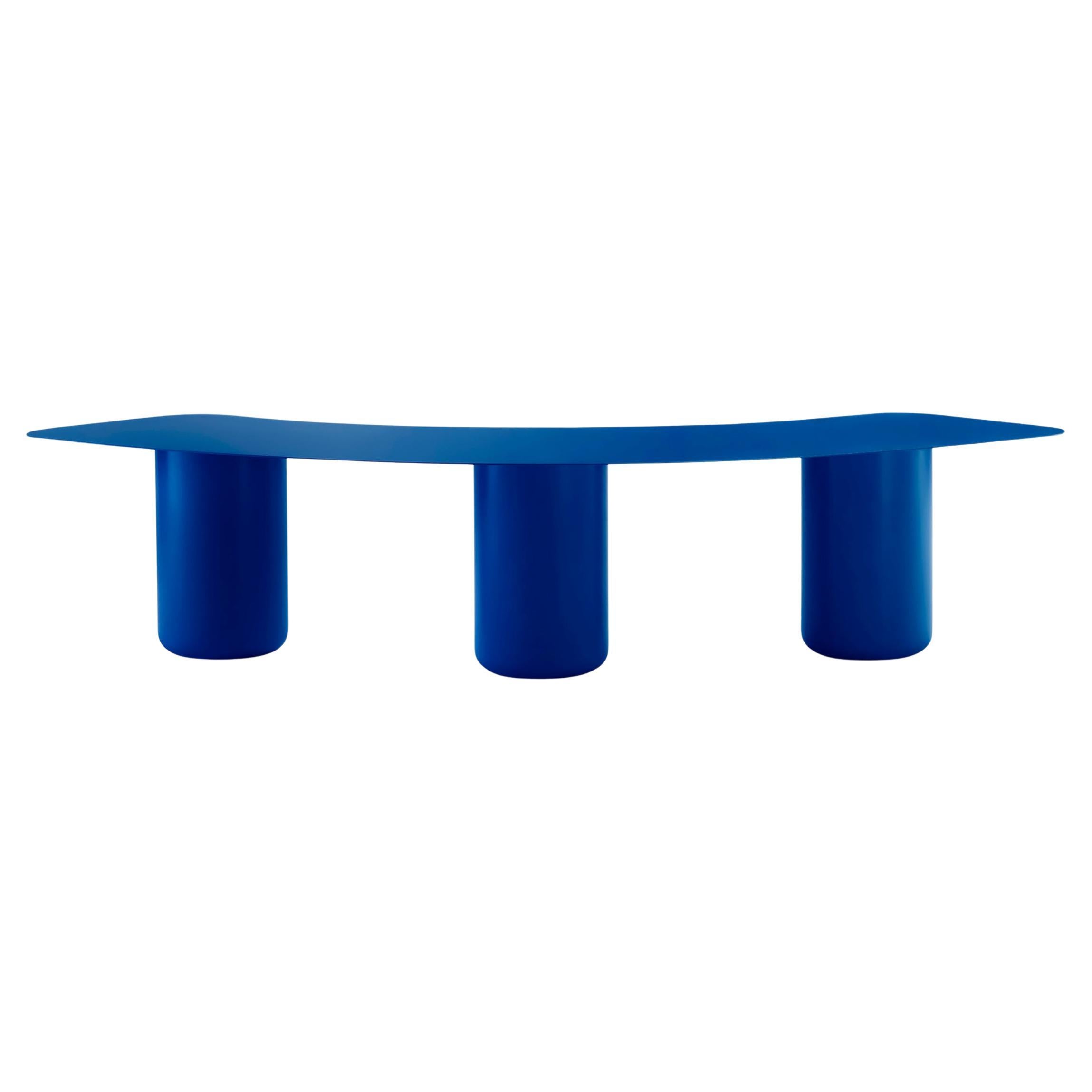 Large Vivid Blue Curved Bench by Coco Flip For Sale