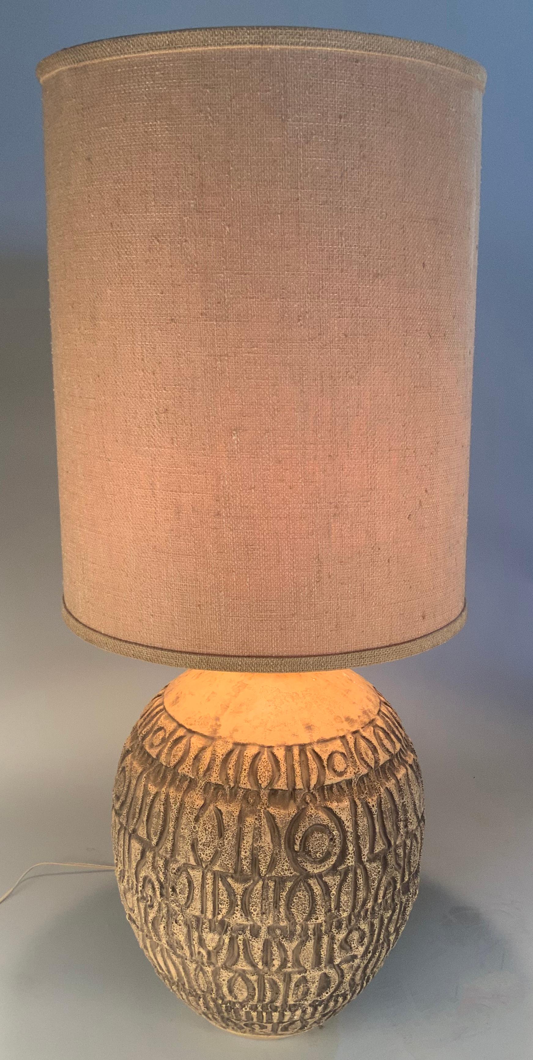 Mid-20th Century Large Volcanic Ceramic 1950's Lamp