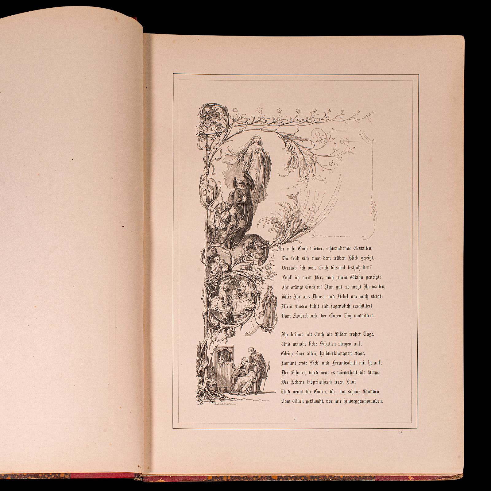 Großes antikes Band, antikes Buch, Faust, Goethe, Deutsch, illustrierte Fiction, viktorianisch (Spätes 19. Jahrhundert) im Angebot