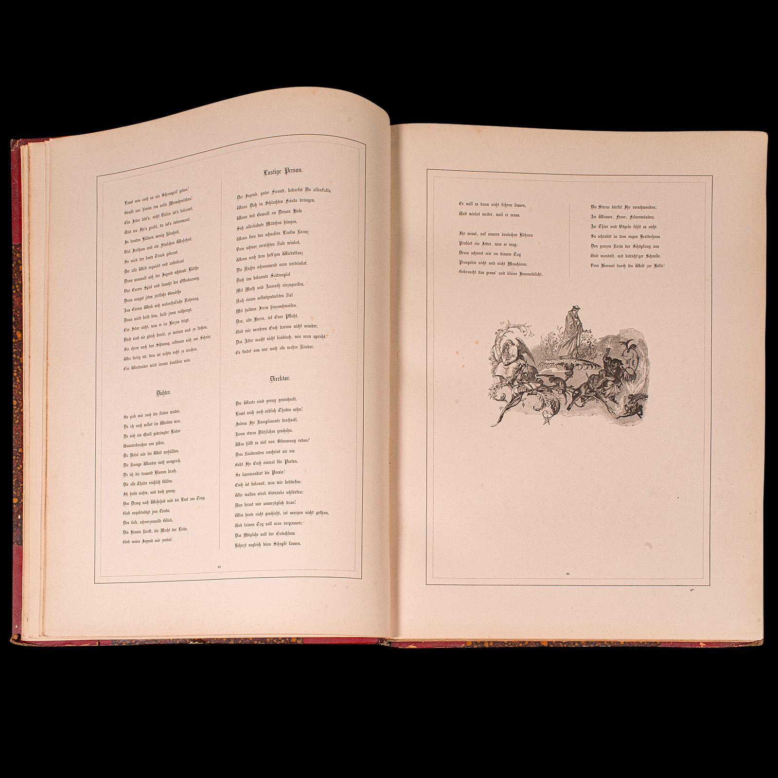 Großes antikes Band, antikes Buch, Faust, Goethe, Deutsch, illustrierte Fiction, viktorianisch (Leder) im Angebot