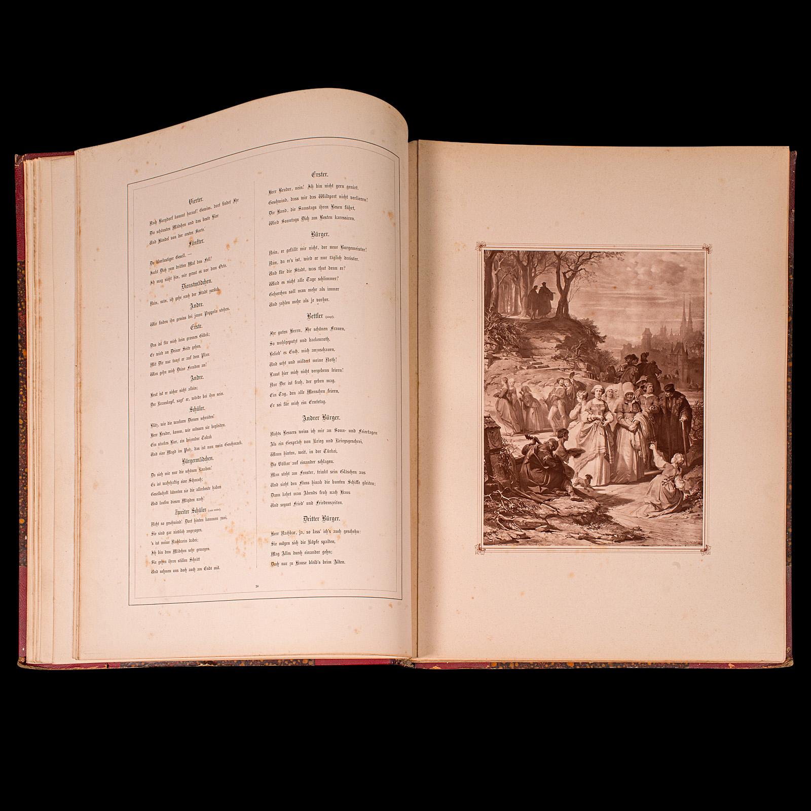 Großes antikes Band, antikes Buch, Faust, Goethe, Deutsch, illustrierte Fiction, viktorianisch im Angebot 1