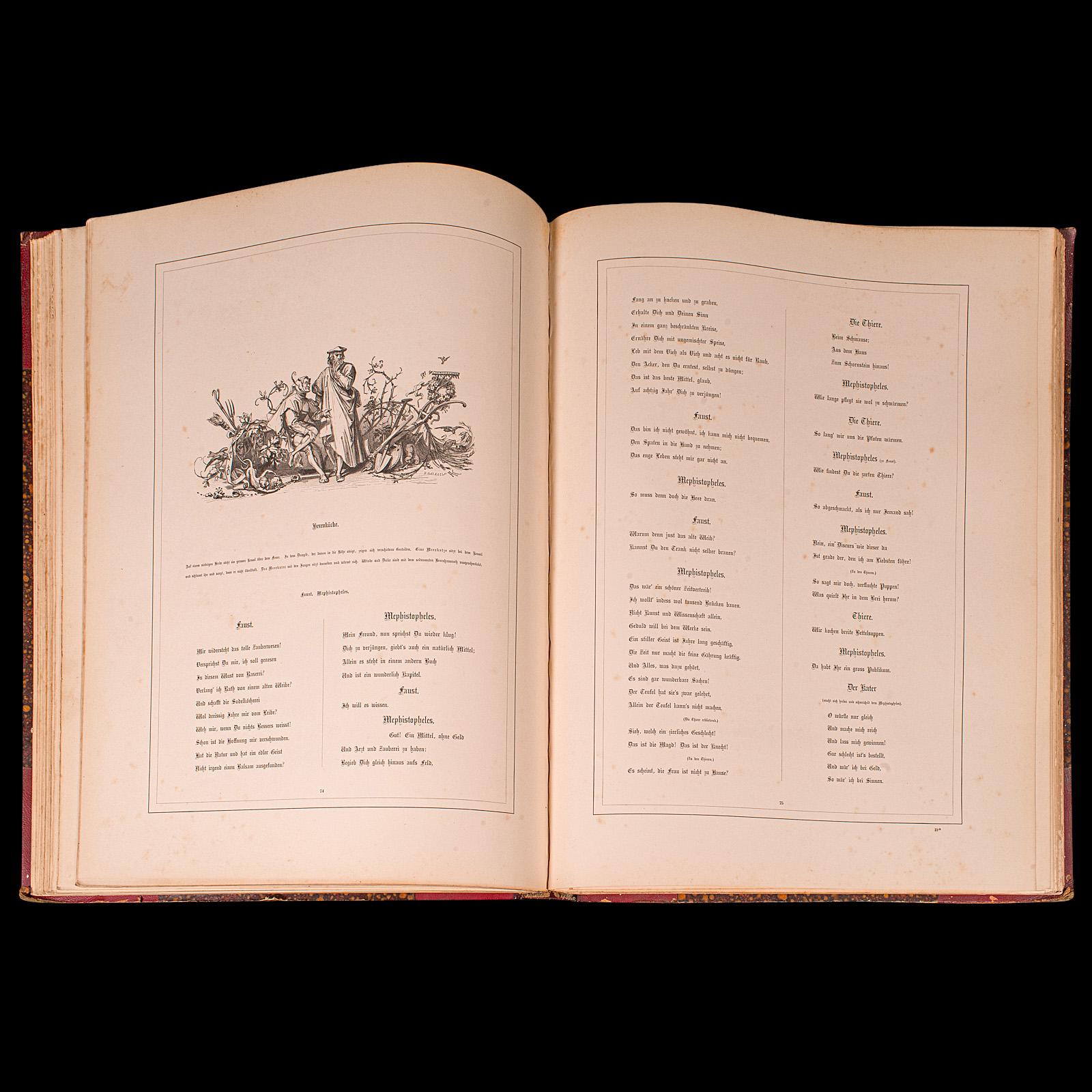 Großes antikes Band, antikes Buch, Faust, Goethe, Deutsch, illustrierte Fiction, viktorianisch im Angebot 3