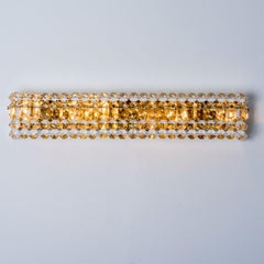 Large W (23.6") Crystal Glass and Brass Wall Light by Kinkeldey, 1970s