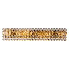 Large W (23.6") Crystal Glass and Brass Wall Light by Kinkeldey, 1970s