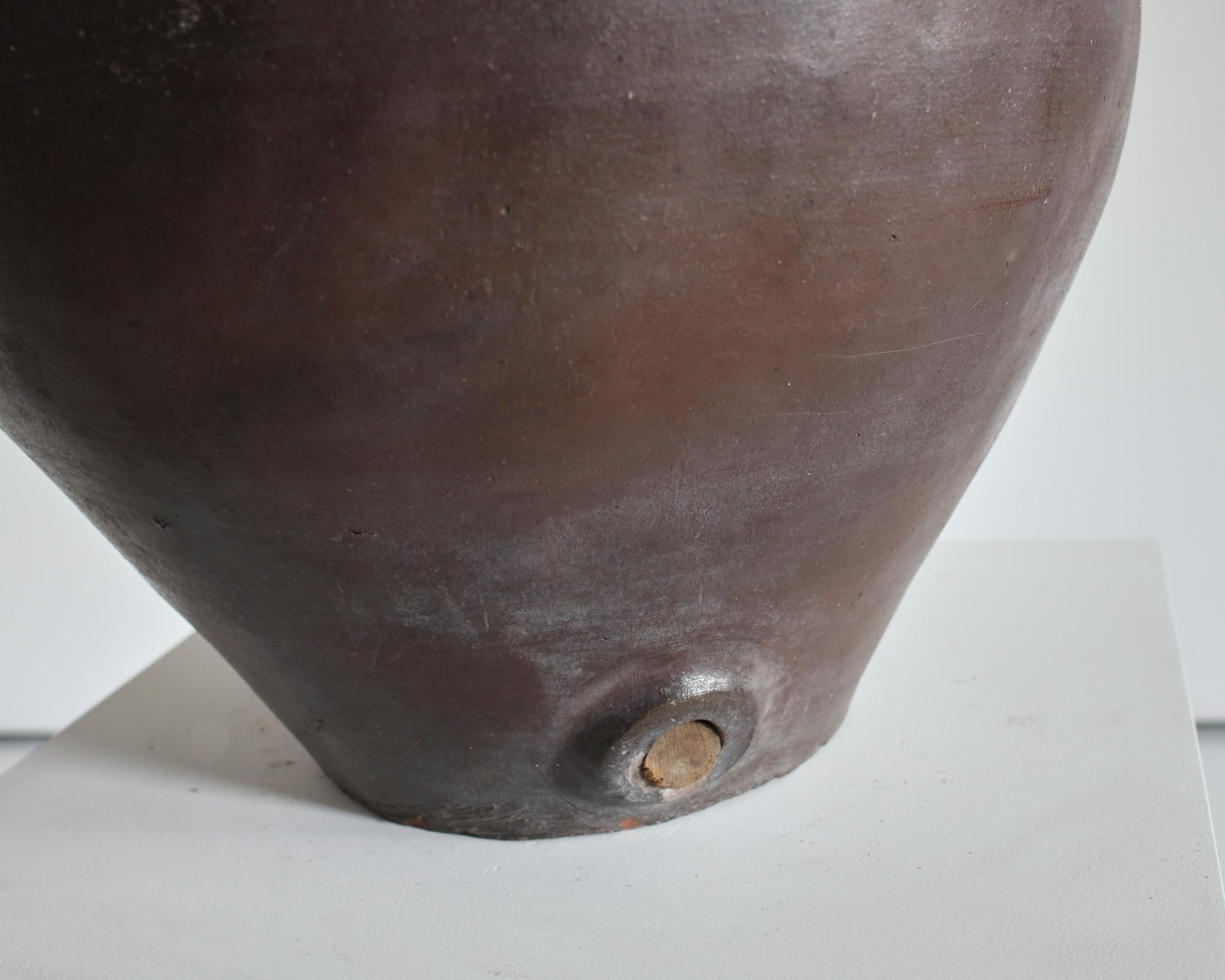 19th Century Large Wabi Sabi 19th C. Japanese Glazed Terracotta Pot/Vessel