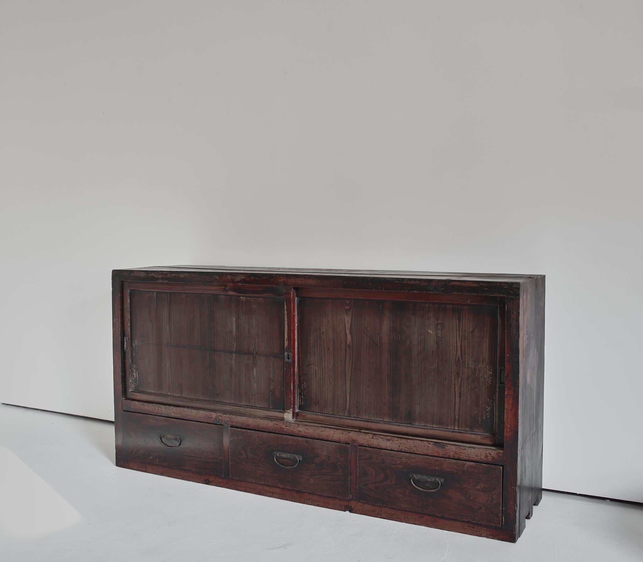 Large Wabi Sabi Early Meiji Period Japanese Tansu/Sideboard In Good Condition For Sale In London, GB