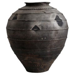Large Wabi Sabi Primitive 19Th C. Black Terracotta Portuguese Vessel