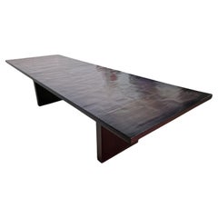 Grande table de salle à manger wabi Wabi en bois et bambou, Belgique années 1980