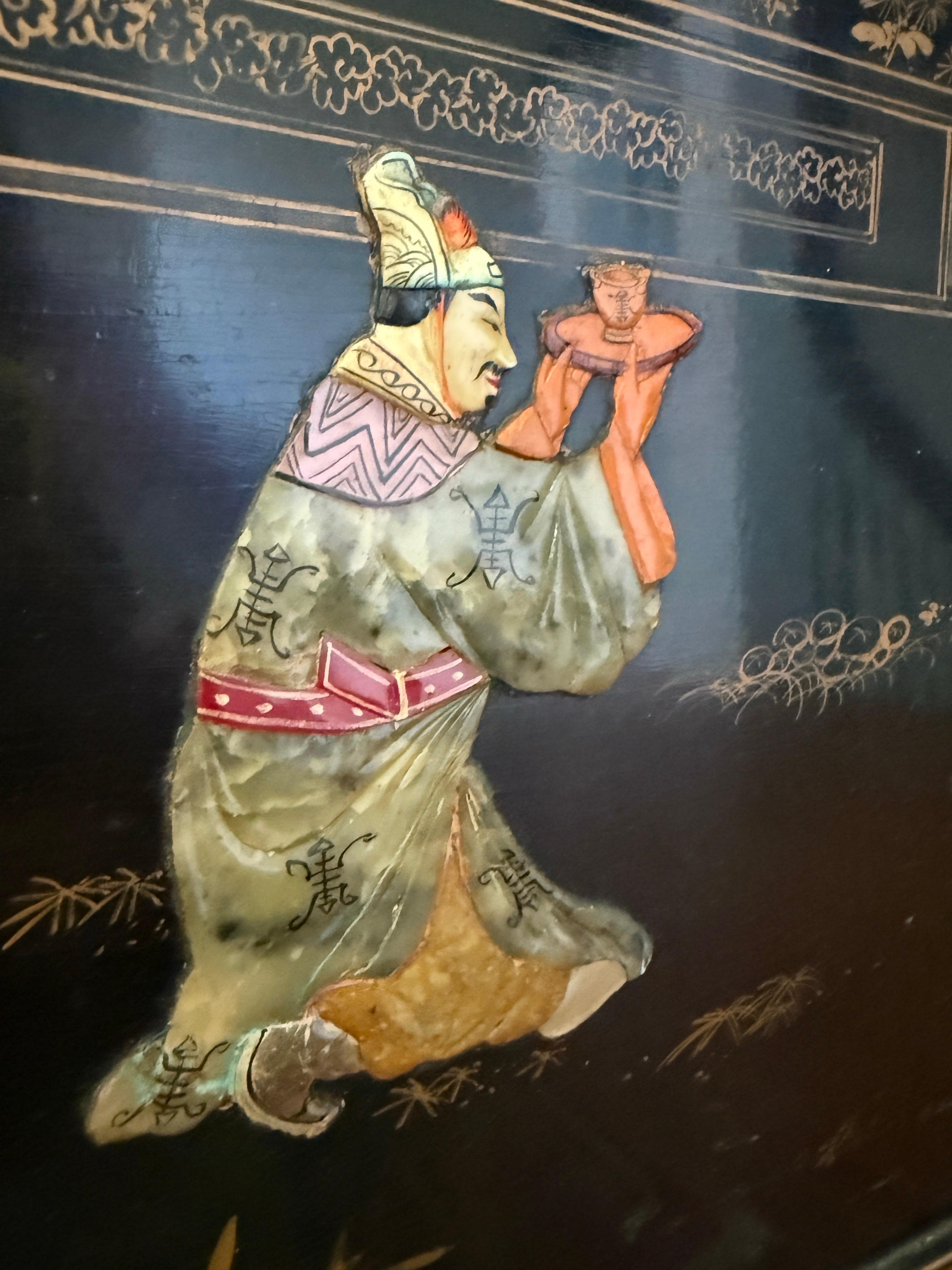 Große Wandkunst Chinesische Tafel mit eingelegten Edelsteinen Atemberaubendes Kunstwerk im Angebot 4