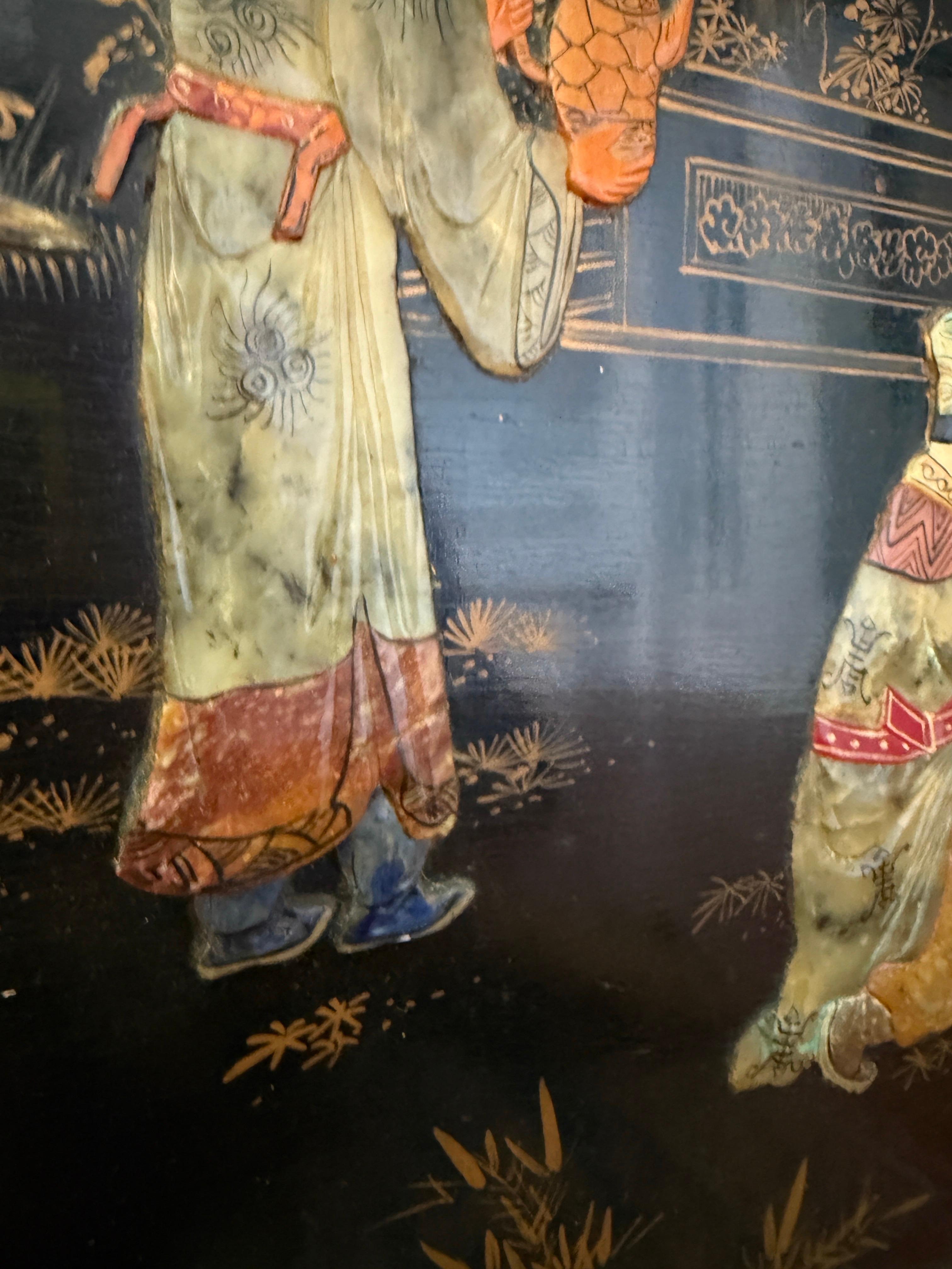 Große Wandkunst Chinesische Tafel mit eingelegten Edelsteinen Atemberaubendes Kunstwerk im Angebot 5