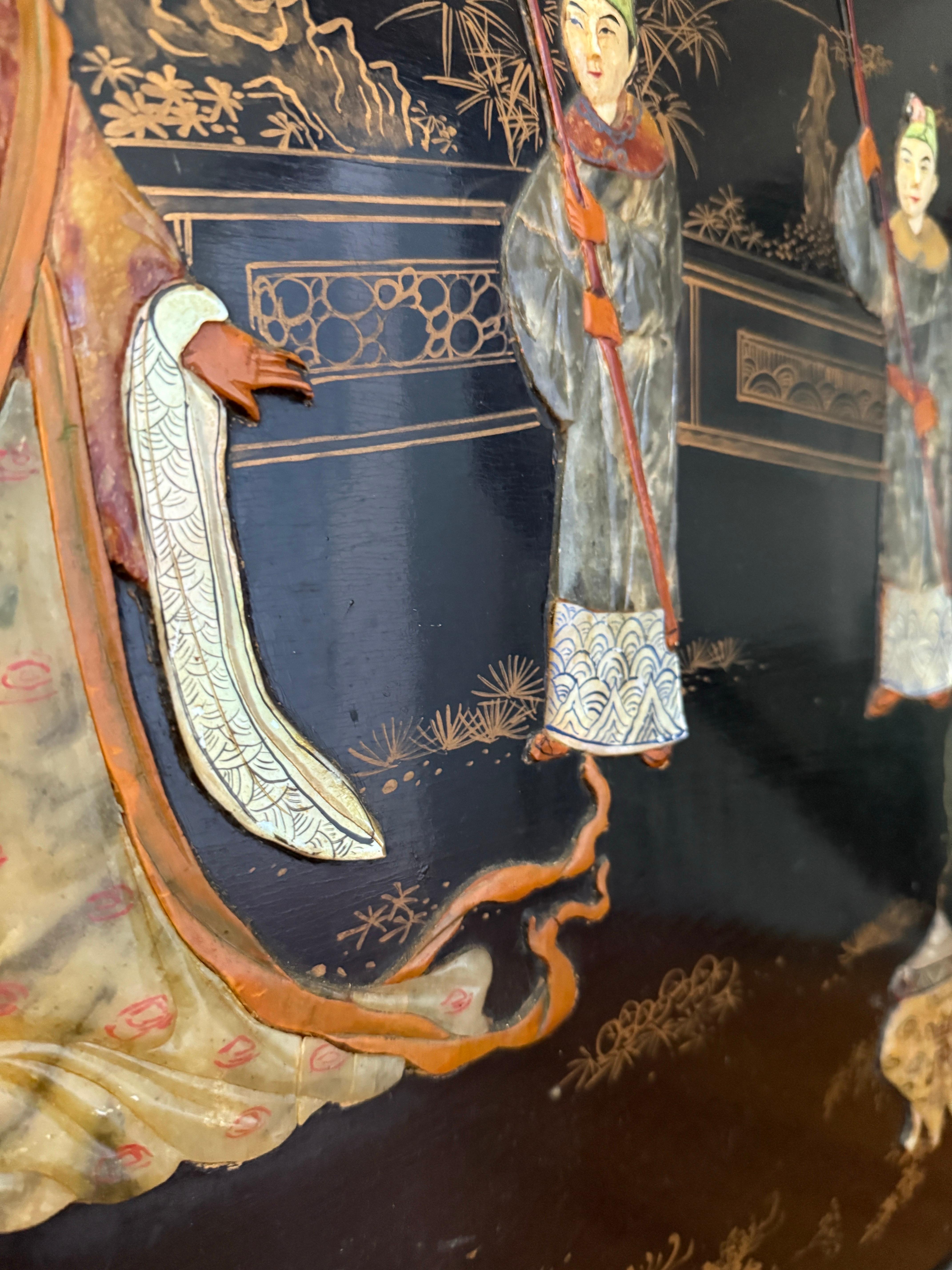 Große Wandkunst Chinesische Tafel mit eingelegten Edelsteinen Atemberaubendes Kunstwerk im Angebot 6