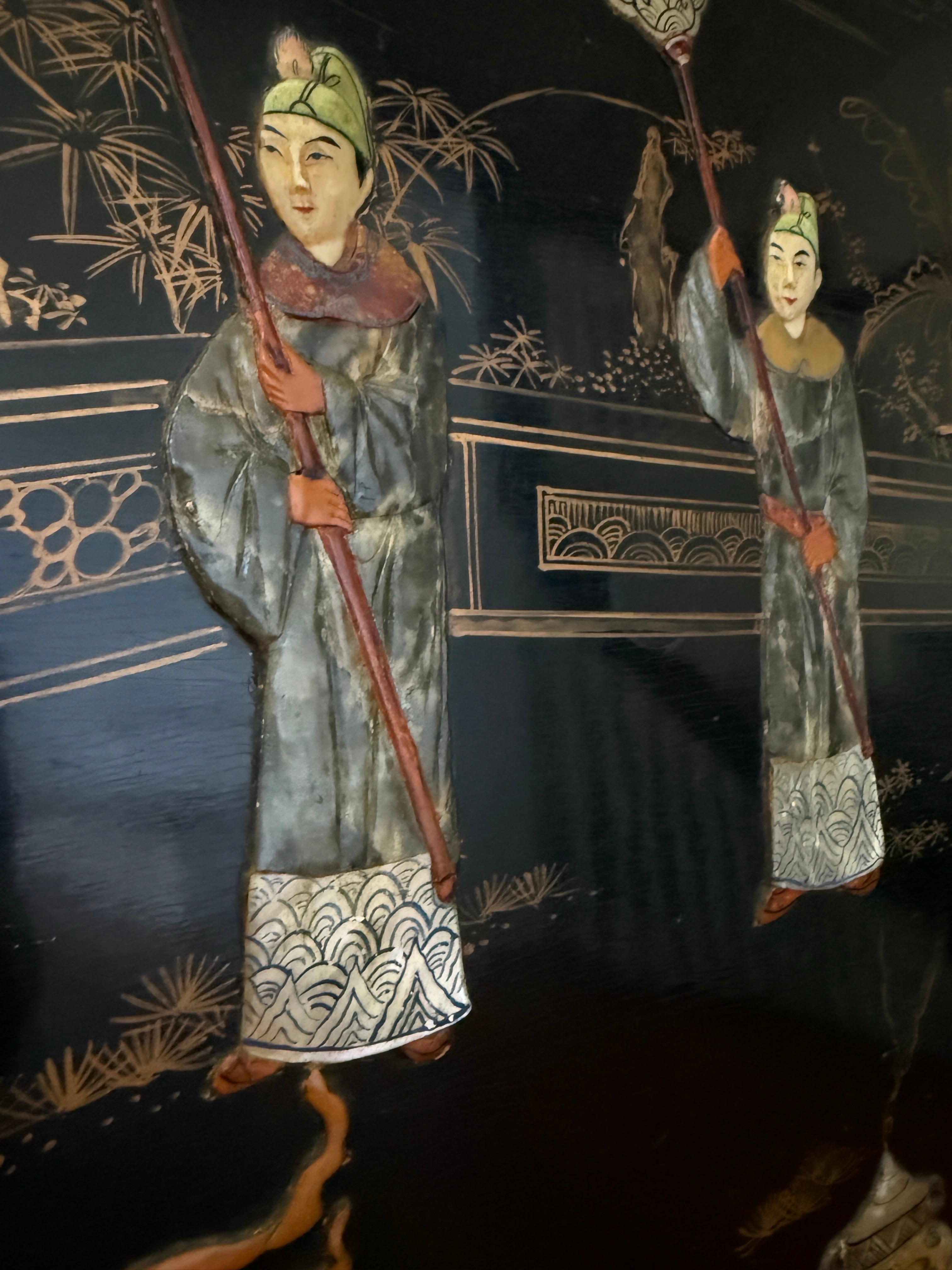 Große Wandkunst Chinesische Tafel mit eingelegten Edelsteinen Atemberaubendes Kunstwerk im Angebot 7
