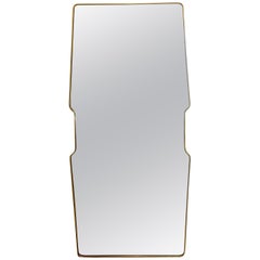 Large Wall Brass Mirror, Italy, 1950s