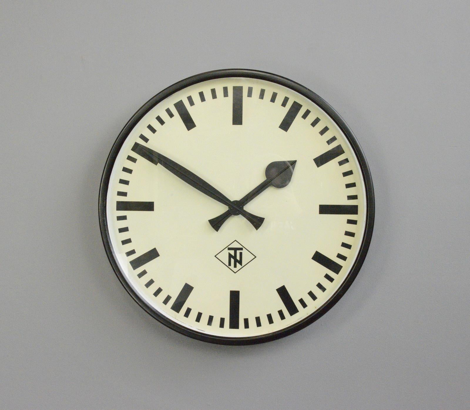 Bauhaus Large Wall Clock by TN, Circa 1950s