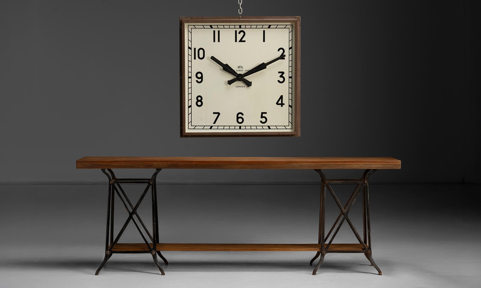 Copper Large Wall Clock, England 1930 For Sale