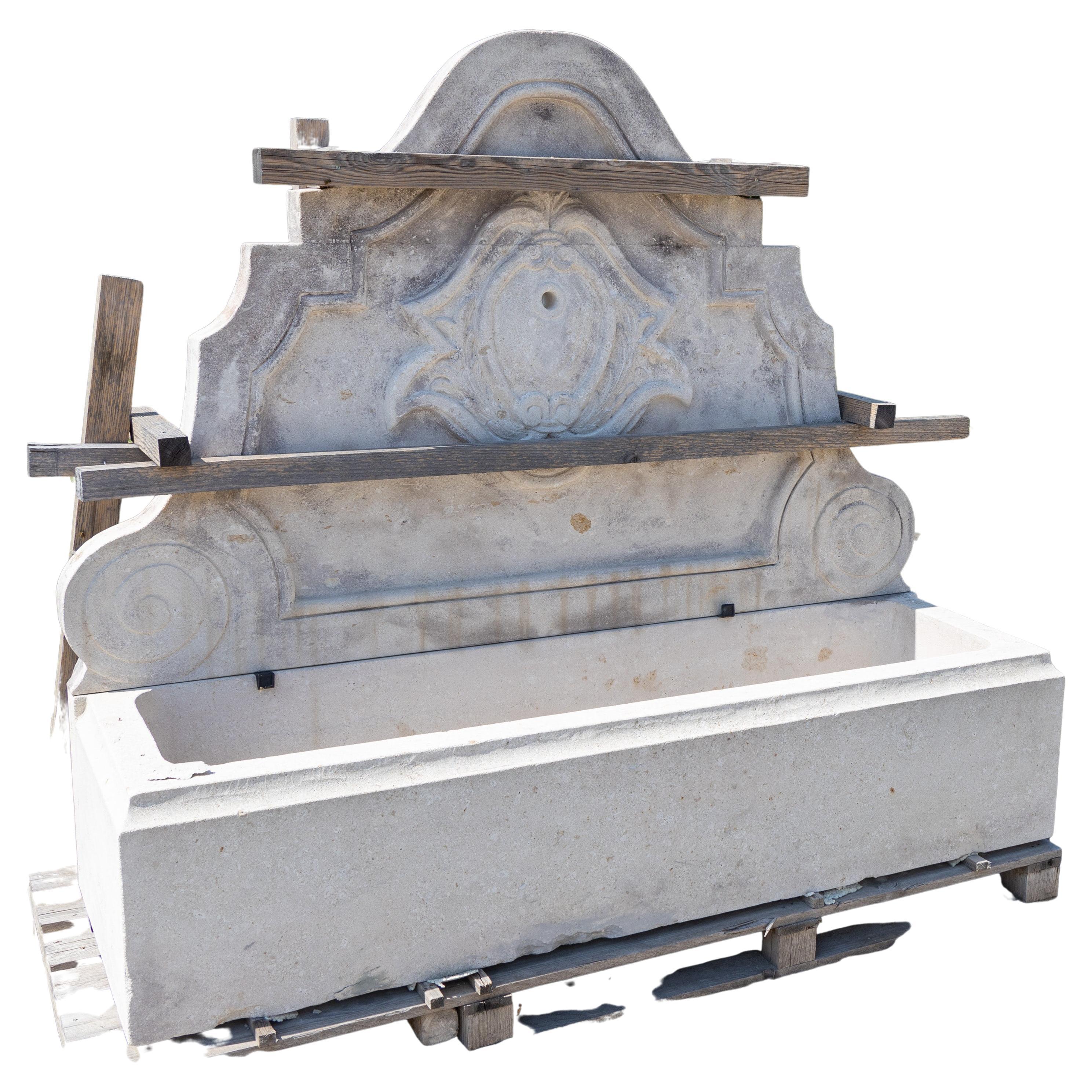 Large Wall Fountain with Cartouche Decor, 21st Century For Sale