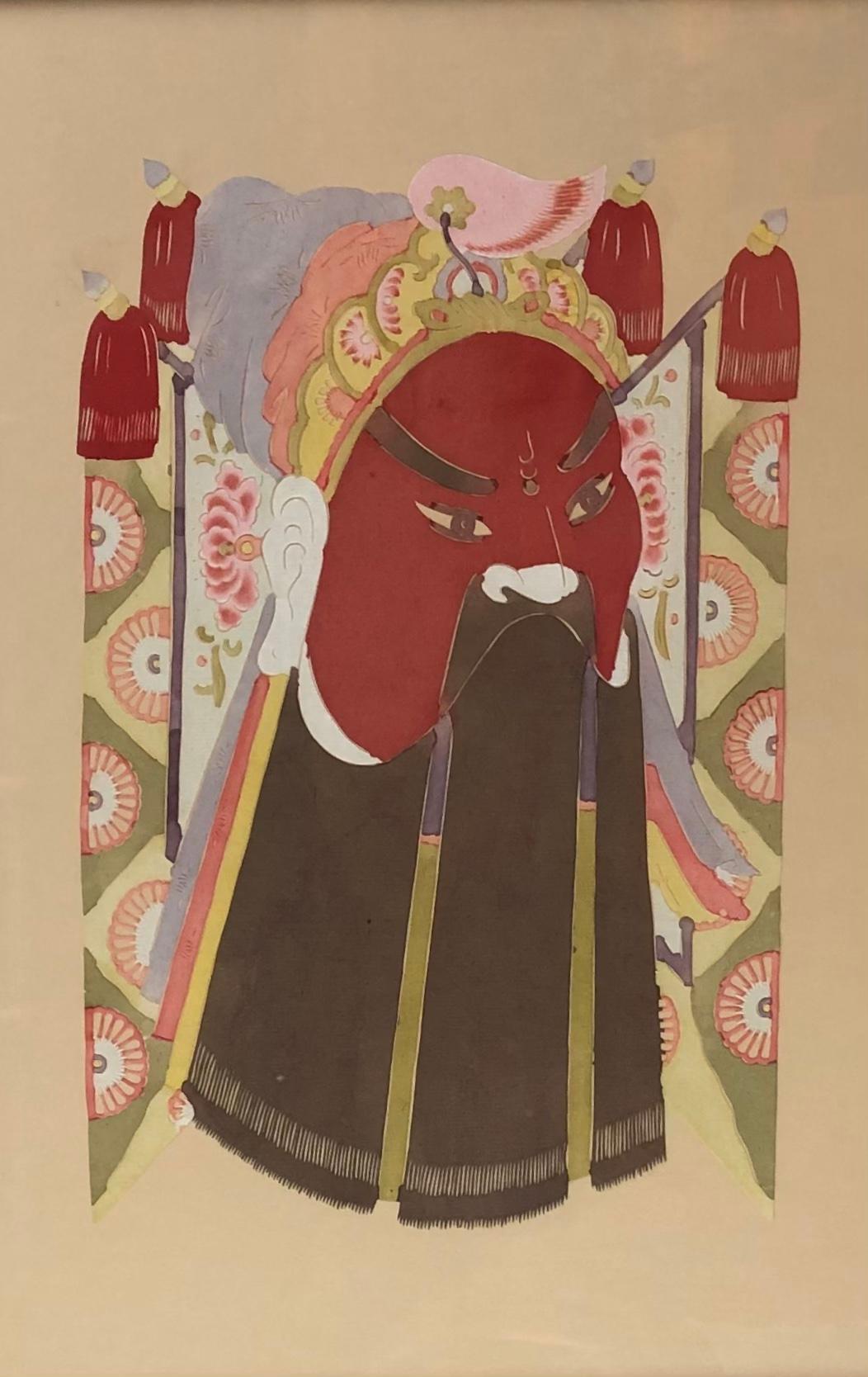 20ième siècle Grande tenture murale en techniques mixtes de 5 masques de divinités cérémonielles en vente