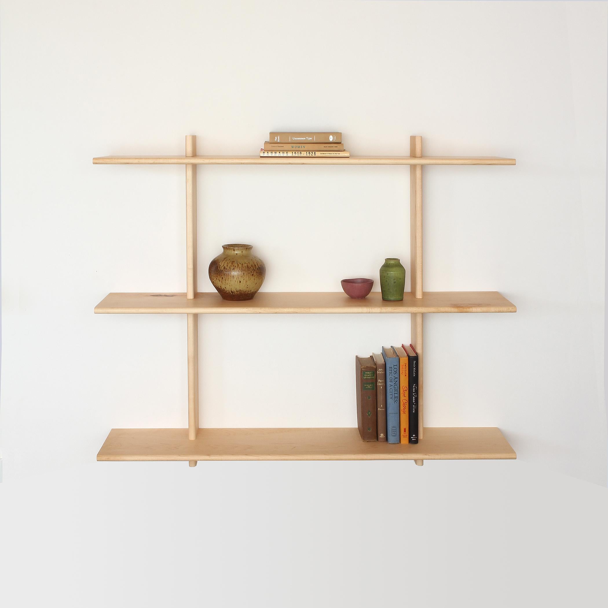 Hand-Crafted Large Wall Hanging Shelving Unit in Solid Maple by Elliott Marks For Sale