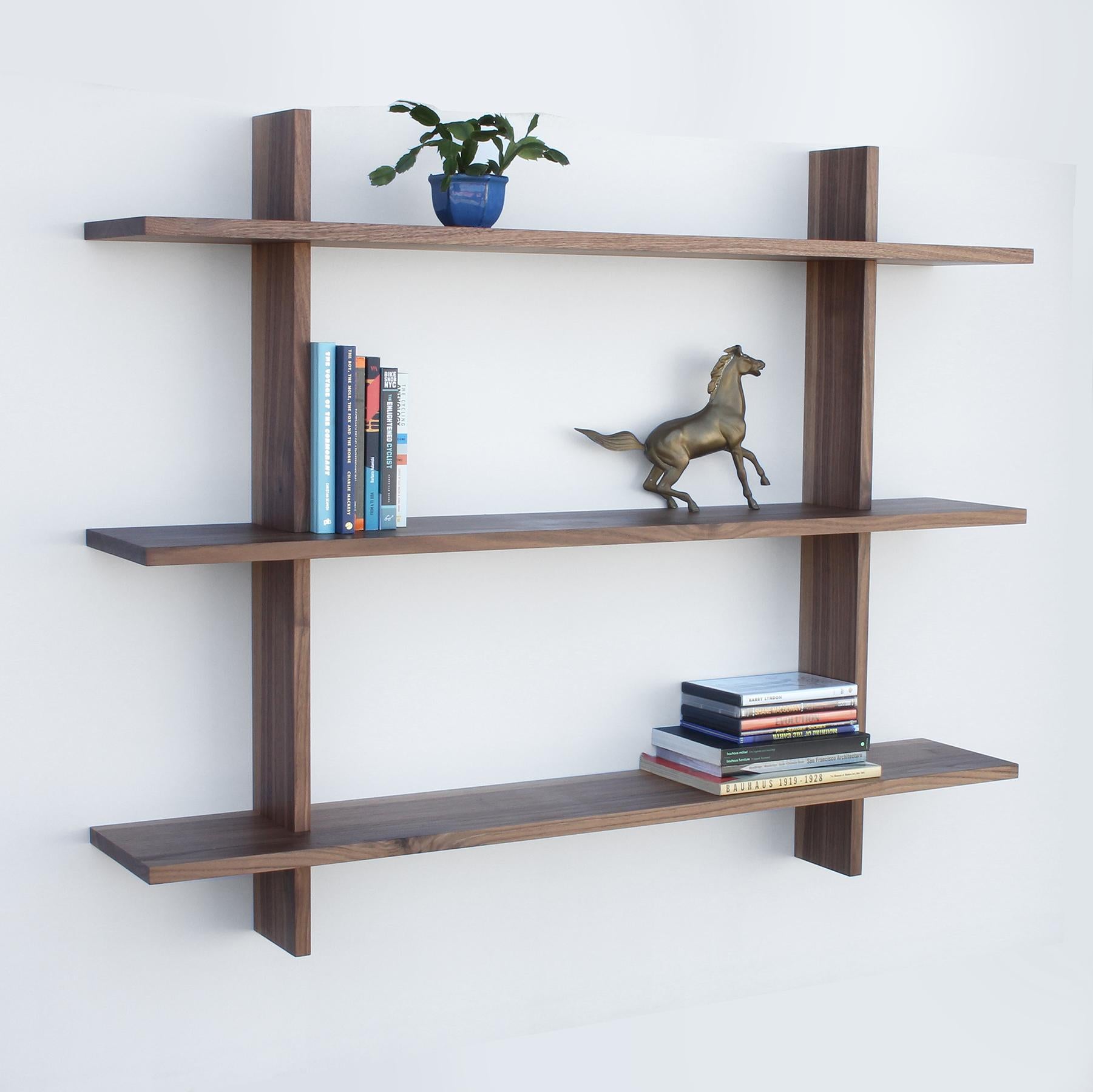 Fatto a mano Large Wall Hanging Shelving Unit in Solid Walnut by Elliott Marks in vendita