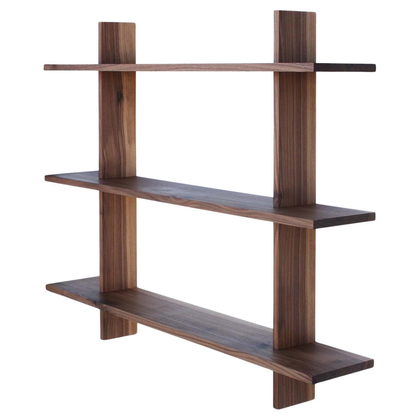 Large Wall Hanging Shelving Unit in Solid Walnut by Elliott Marks