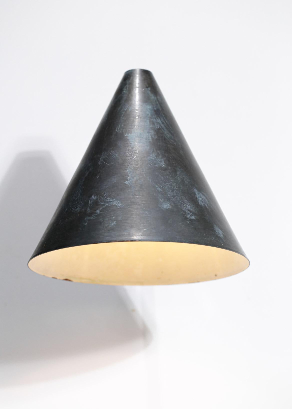 Swedish Large Wall Lamp Hans Agne Jakobsson Tratten Patina Years 60, F590 For Sale