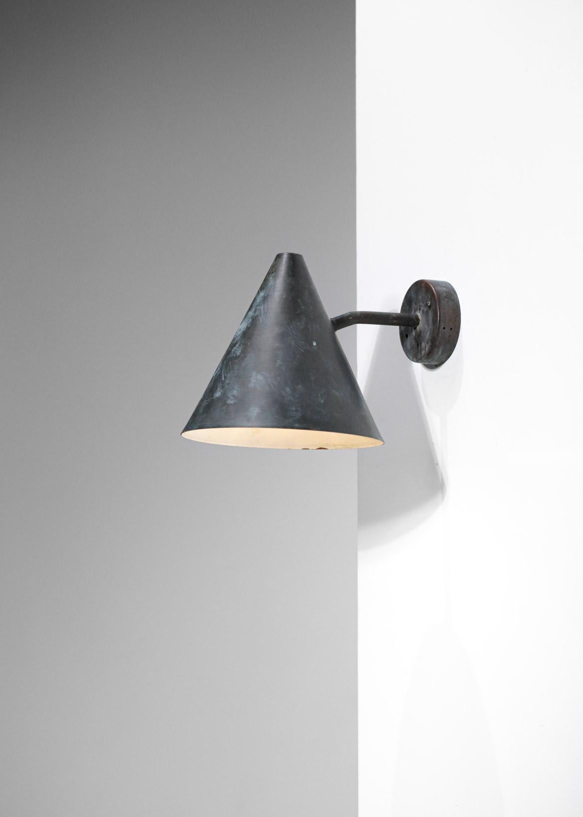 Large Wall Lamp Hans Agne Jakobsson Tratten Patina Years 60, F590 For Sale 1