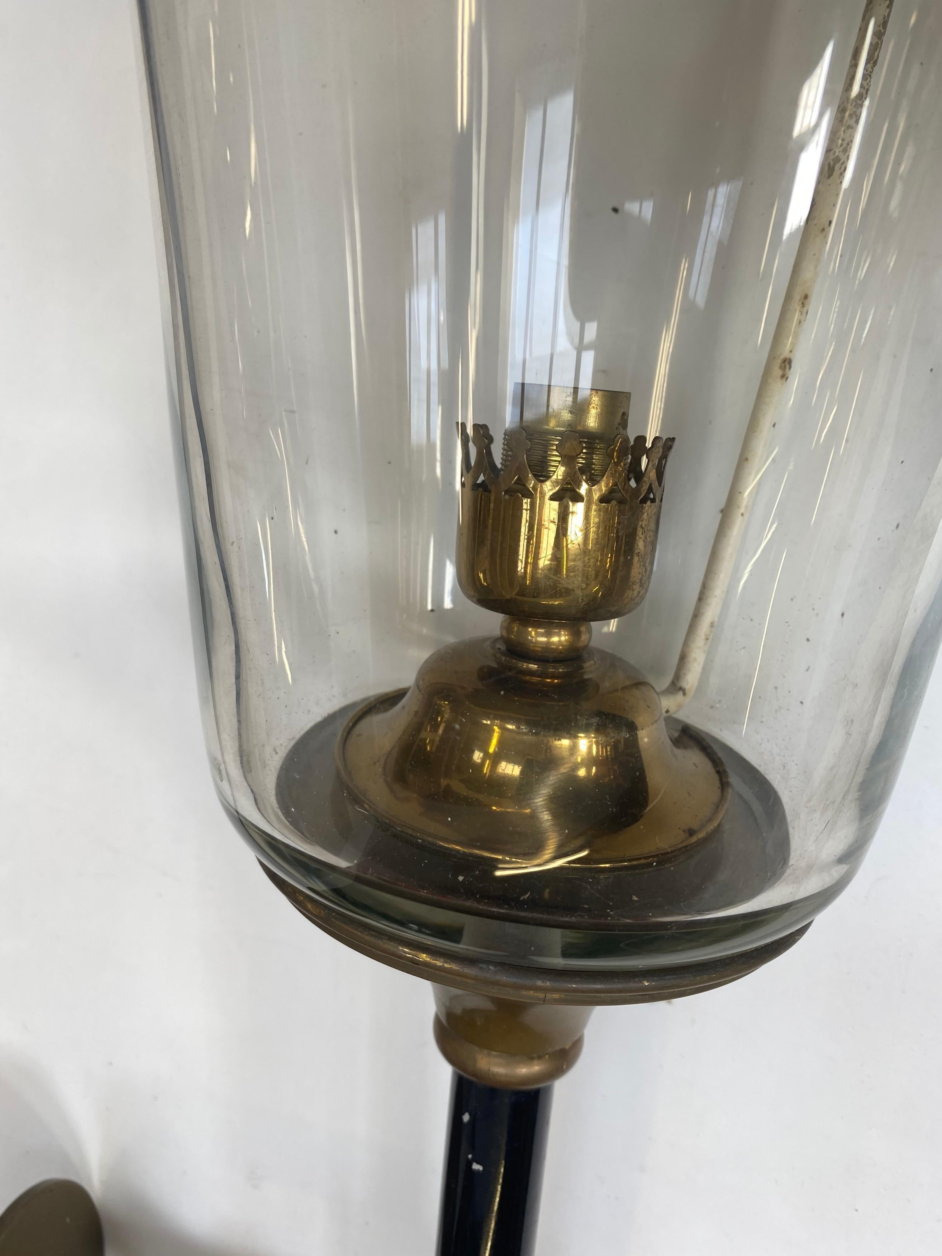 Large Wall Lamp in Lacquered Metal, Bronze and Glass, circa 1950 For Sale 9