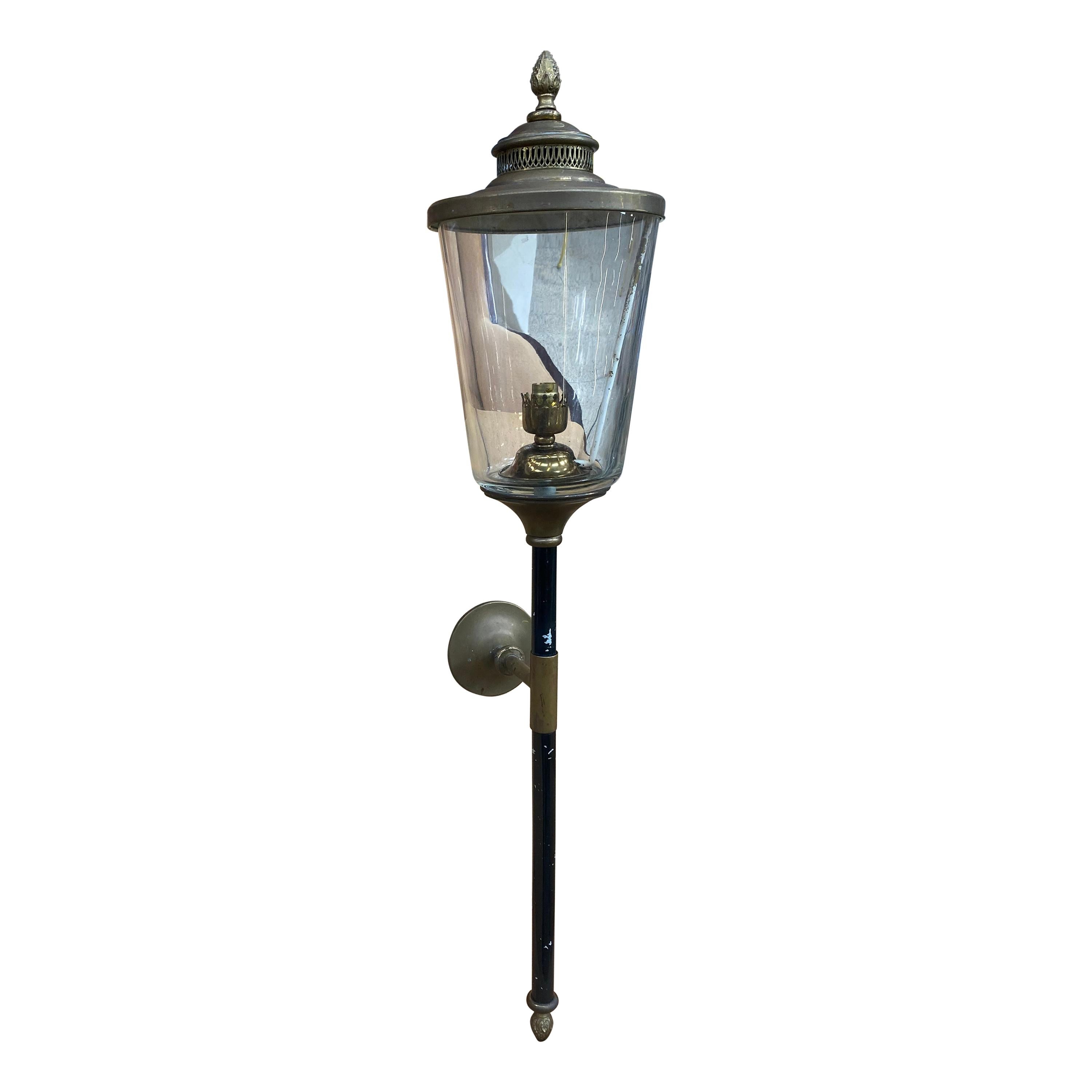 Large Wall Lamp in Lacquered Metal, Bronze and Glass, circa 1950 For Sale