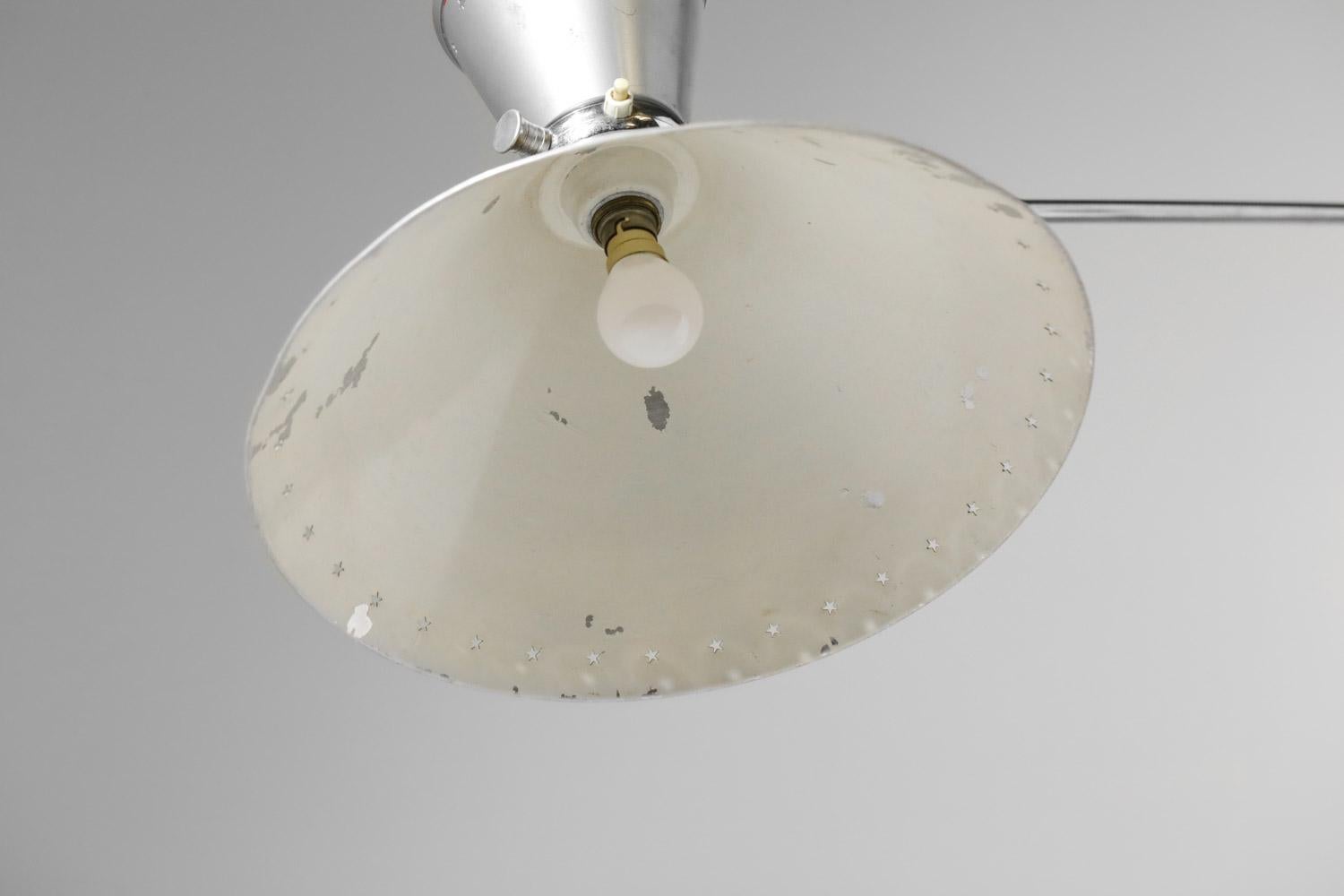 Lacquered Large wall lamp Lunel chrome plated metal with perforated stars from the 60's -  For Sale