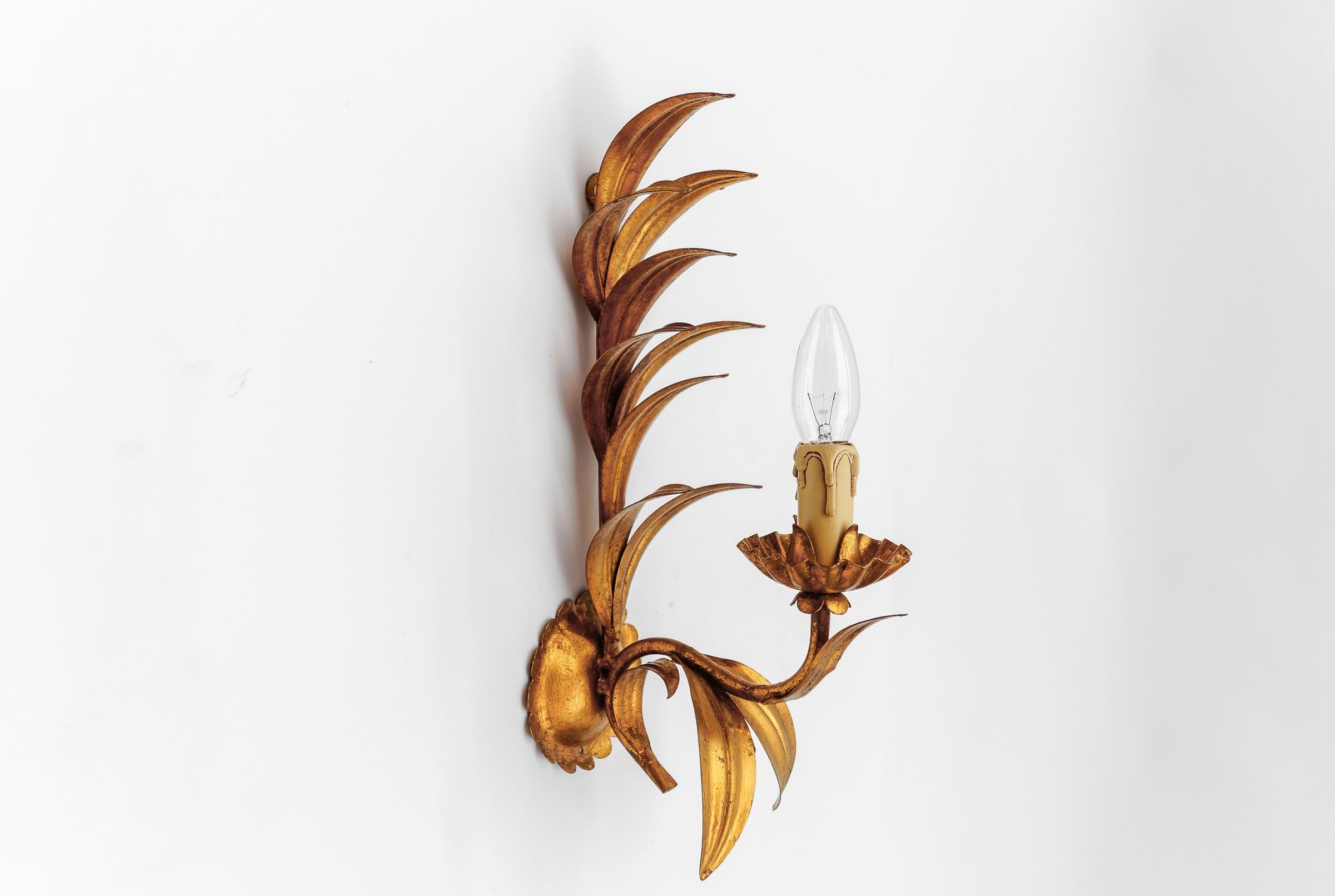 Gilt Large Wall Light by Hans Kögl, Germany 1970s For Sale