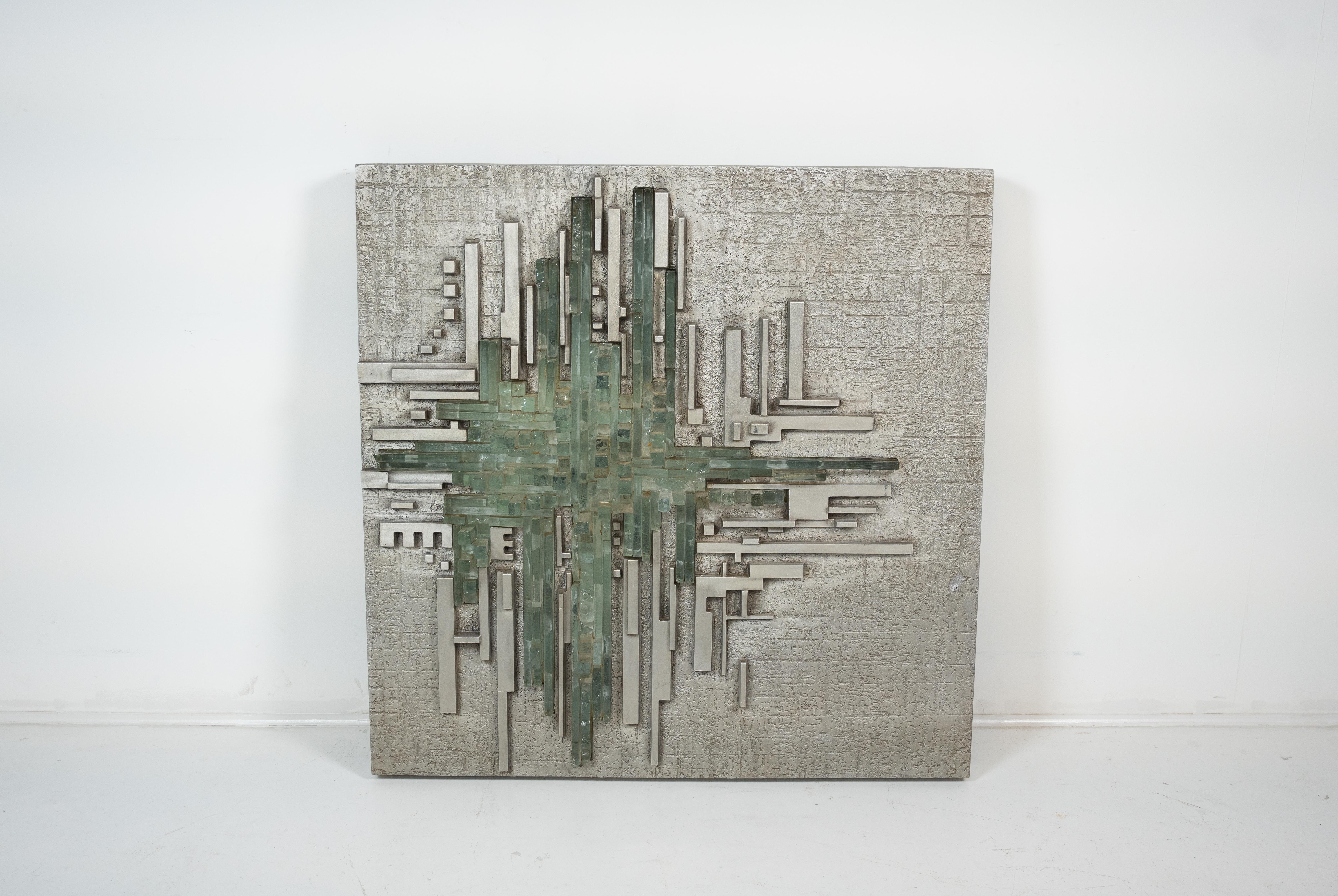 Bronzato Grande applique da parete Rottura Spaziale di Akikaze per Poliarte, Italia, anni '70 in vendita